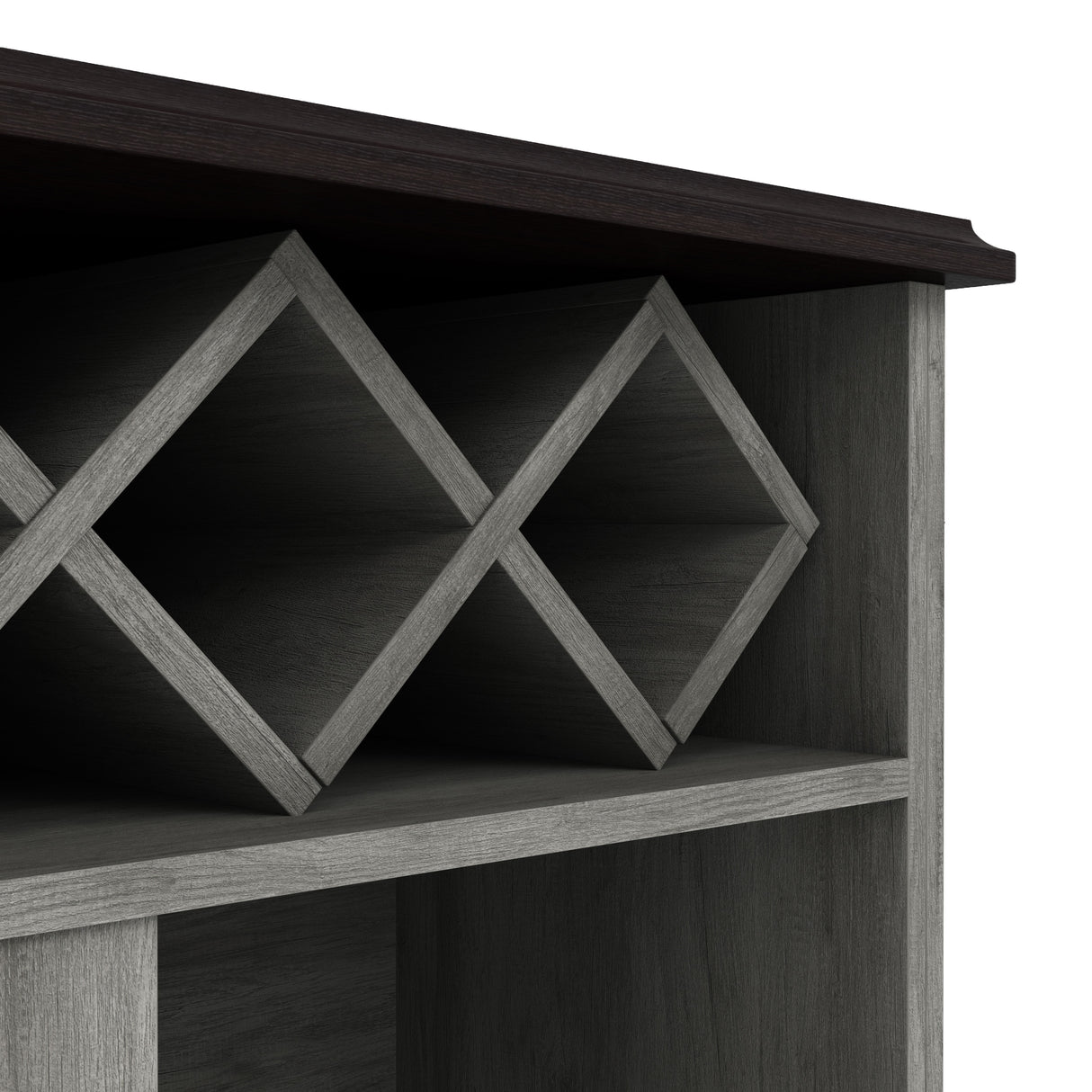 DH BASIC Farmhouse Four Shelf and Four Bottle Lattice-like Wine Buffet by Denhour