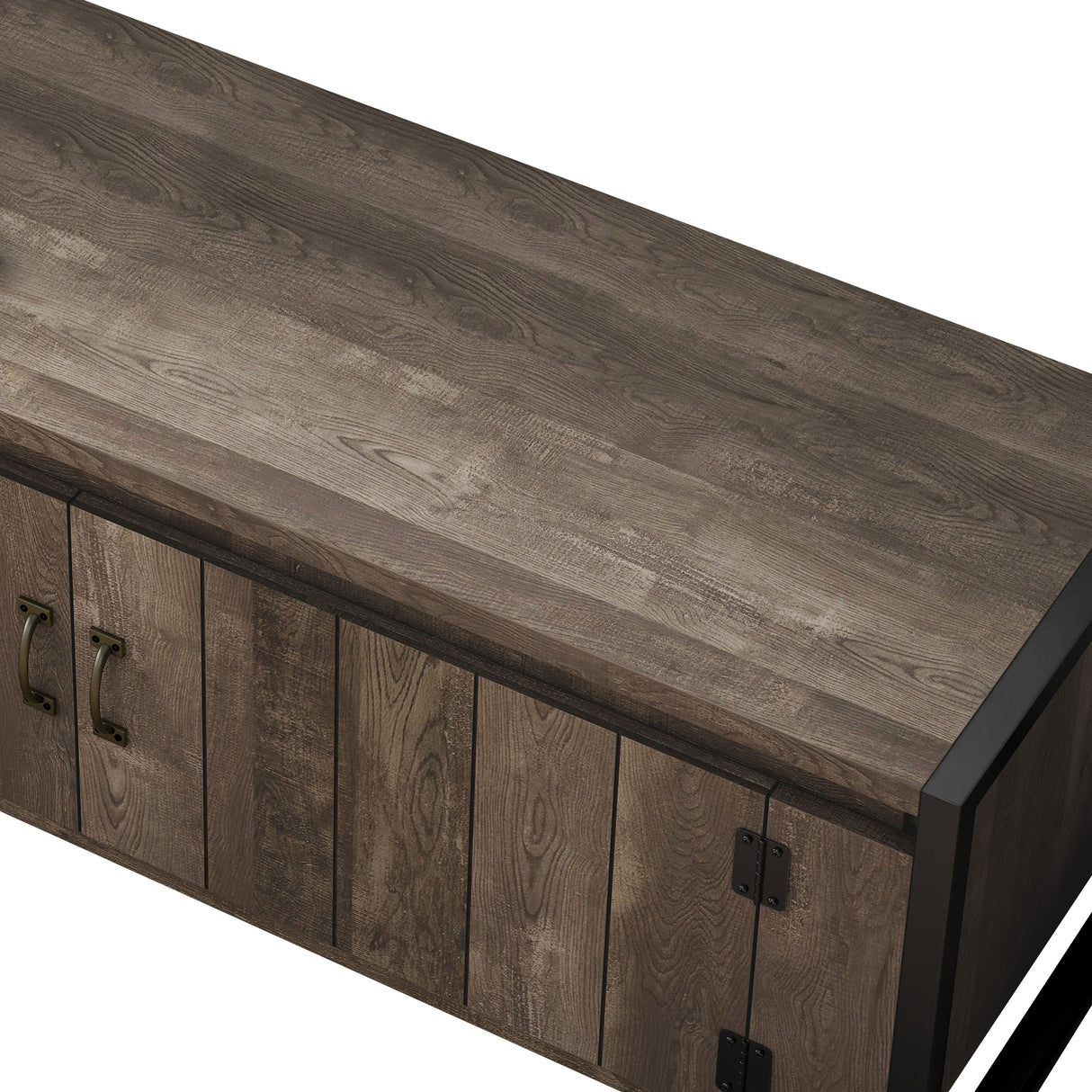 DH BASIC Industrial Oak 49-inch Iron Legs Storage Bench by Denhour