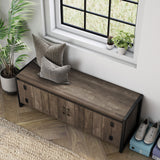 DH BASIC Industrial Oak 49-inch Iron Legs Storage Bench by Denhour