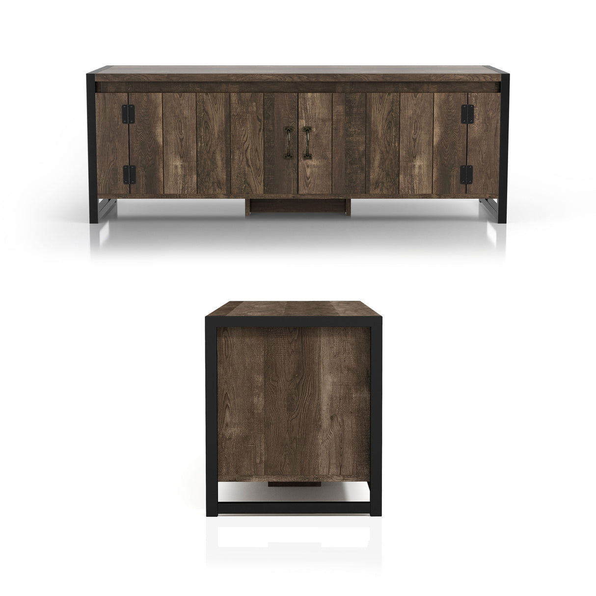 DH BASIC Industrial Oak 49-inch Iron Legs Storage Bench by Denhour