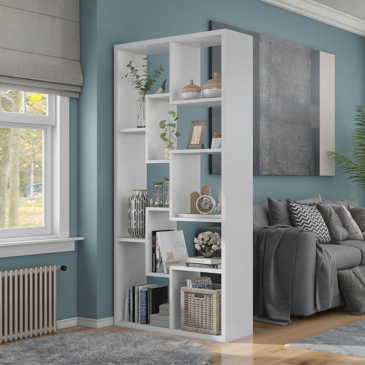 DH BASIC Modern 73-inch 8-Open Shelf Display Bookcase by Denhour