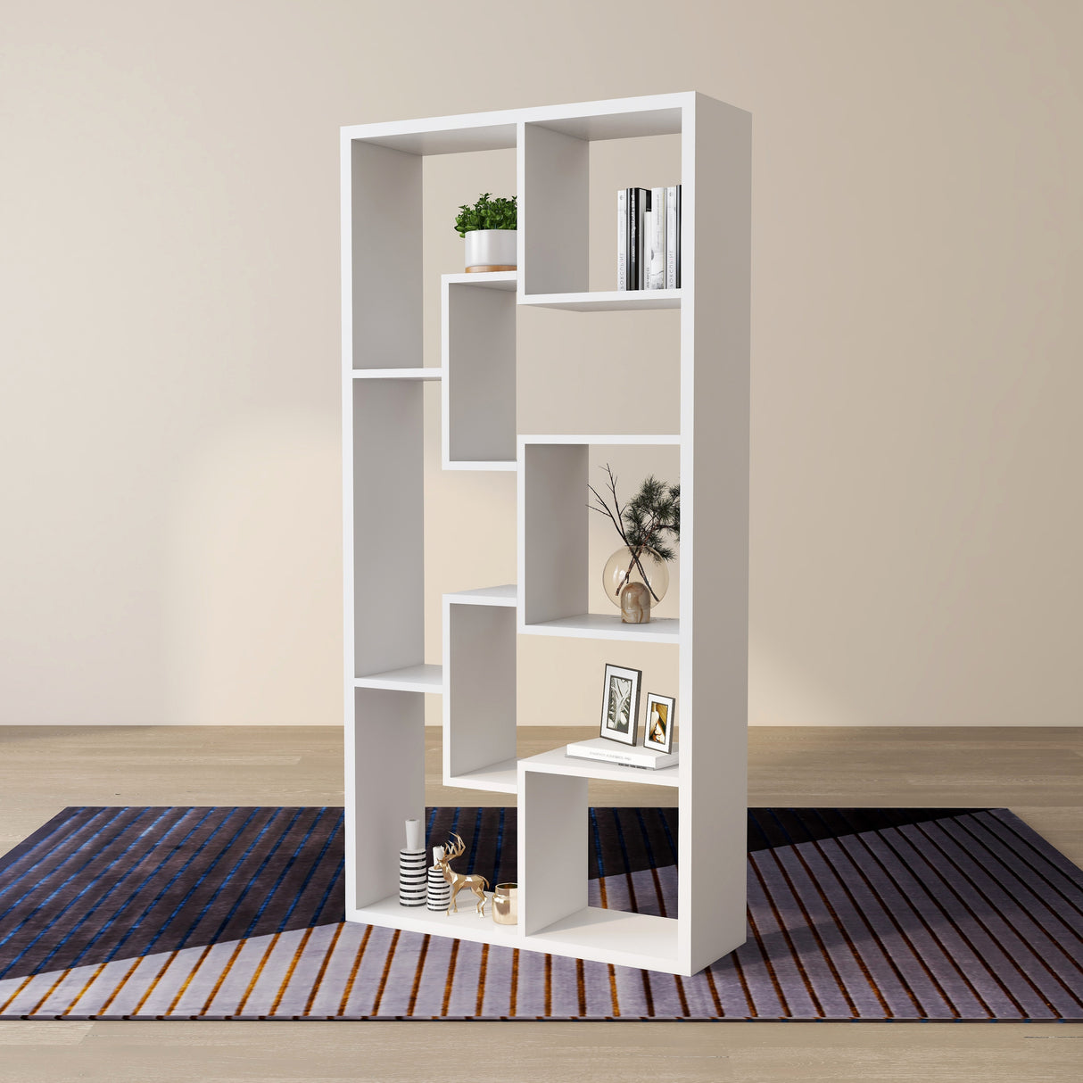 DH BASIC Modern 73-inch 8-Open Shelf Display Bookcase by Denhour