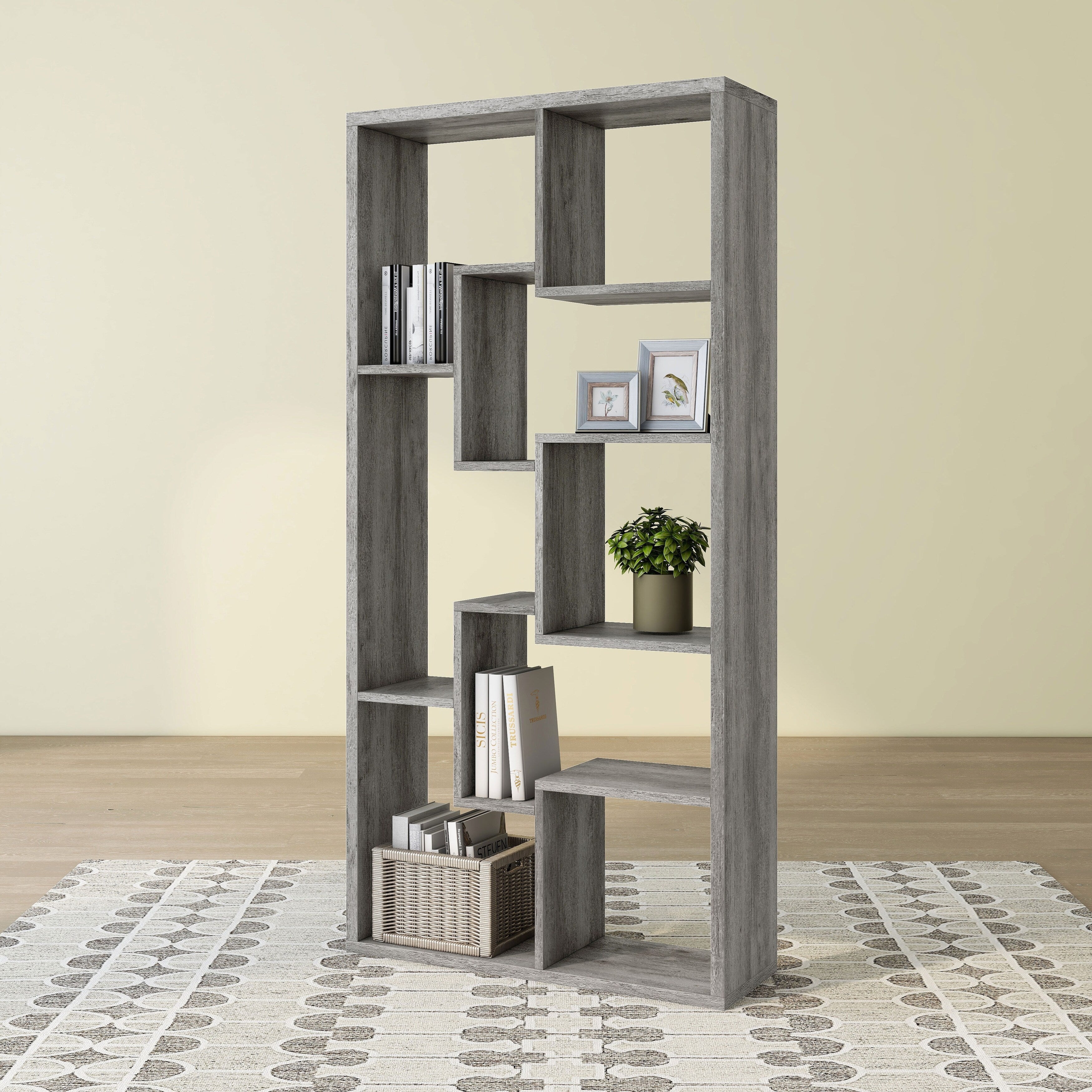 DH BASIC Modern 73-inch 8-Open Shelf Display Bookcase by