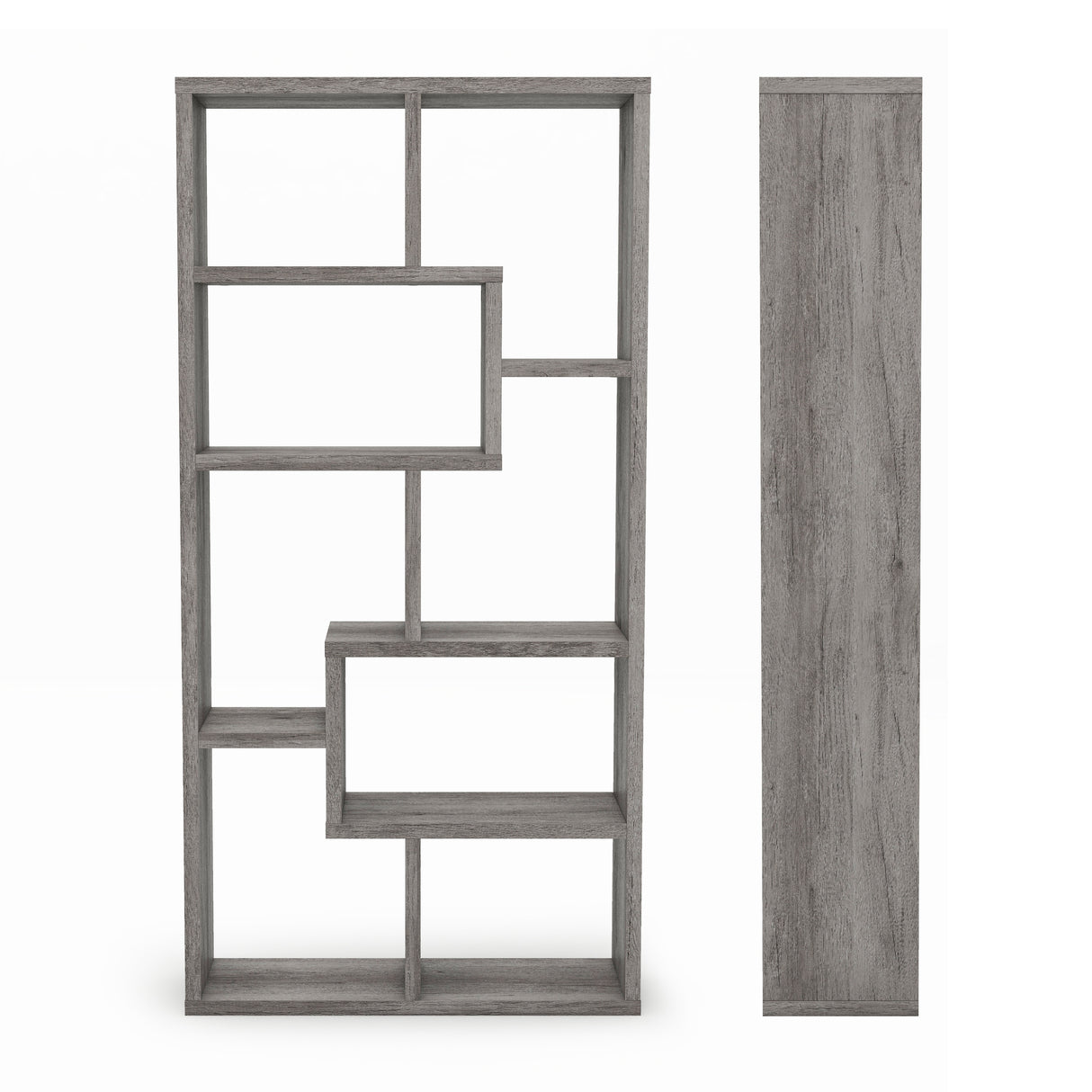 DH BASIC Modern Grey 71-inch 8-Open Shelf Display Bookcase by Denhour