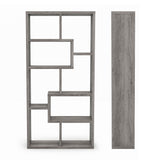 DH BASIC Modern Grey 71-inch 8-Open Shelf Display Bookcase by Denhour