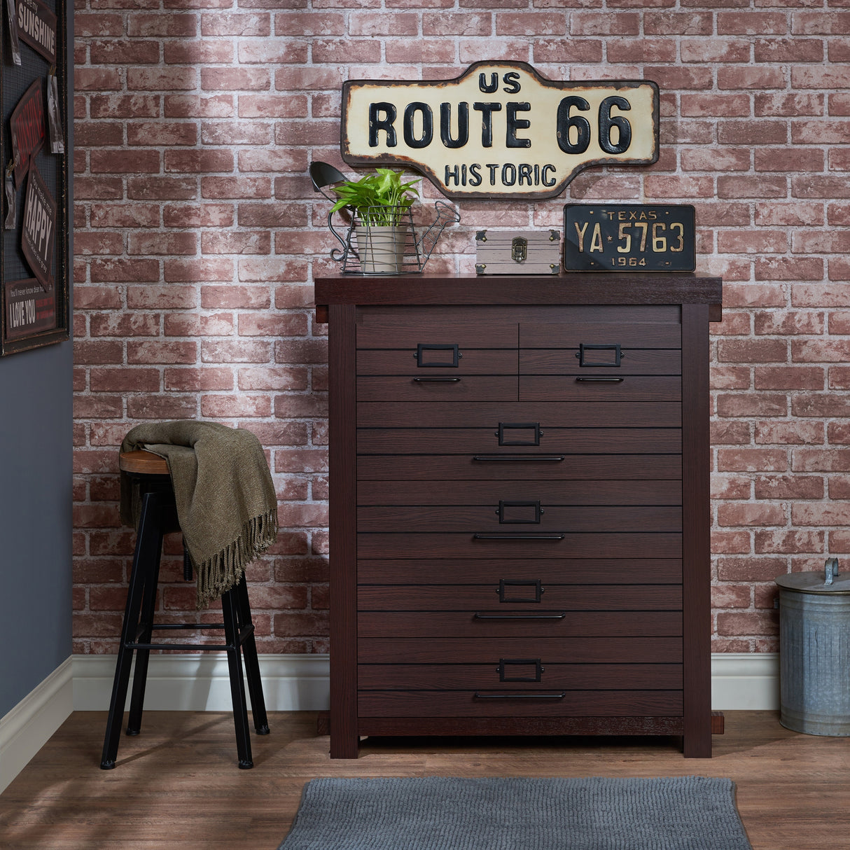 DH BASIC Rustic Espresso 42-Inch 6-Drawer Vertical Dresser by Denhour