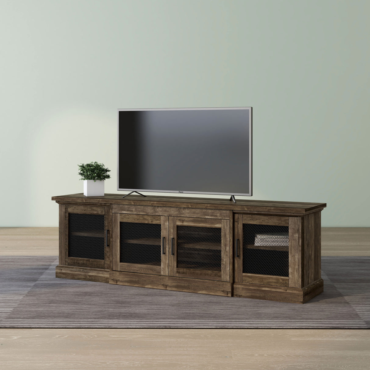 DH BASIC Rustic Reclaimed Oak 69-inch Wide 6-Shelf TV Stand by Denhour