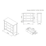 DH BASIC Transitional 34-inch Wide 3-Drawer Neutral Youth Dresser by Denhour