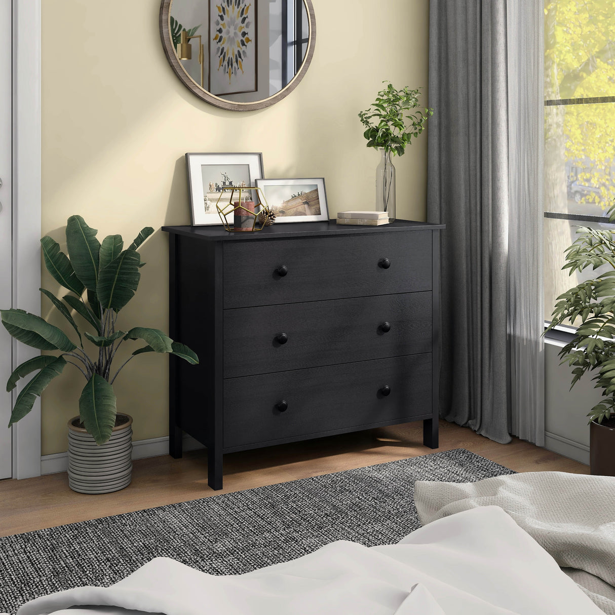 DH BASIC Transitional 34-inch Wide 3-Drawer Neutral Youth Dresser by Denhour