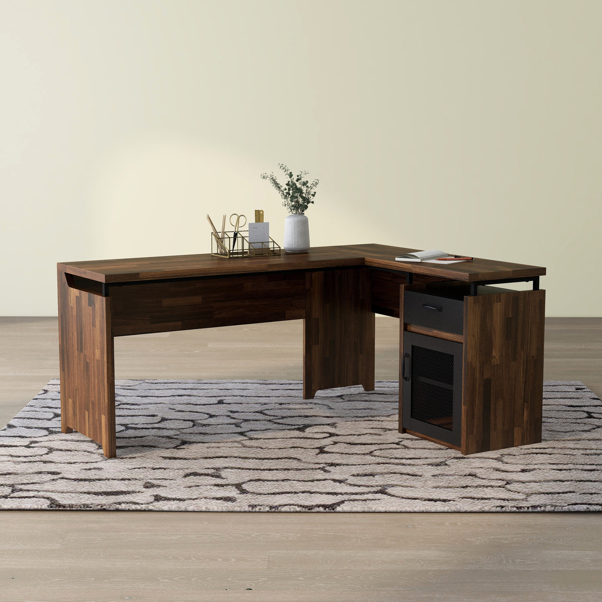 DH BASIC Urban 63-inch Multi-storage L-shape Desk by Denhour