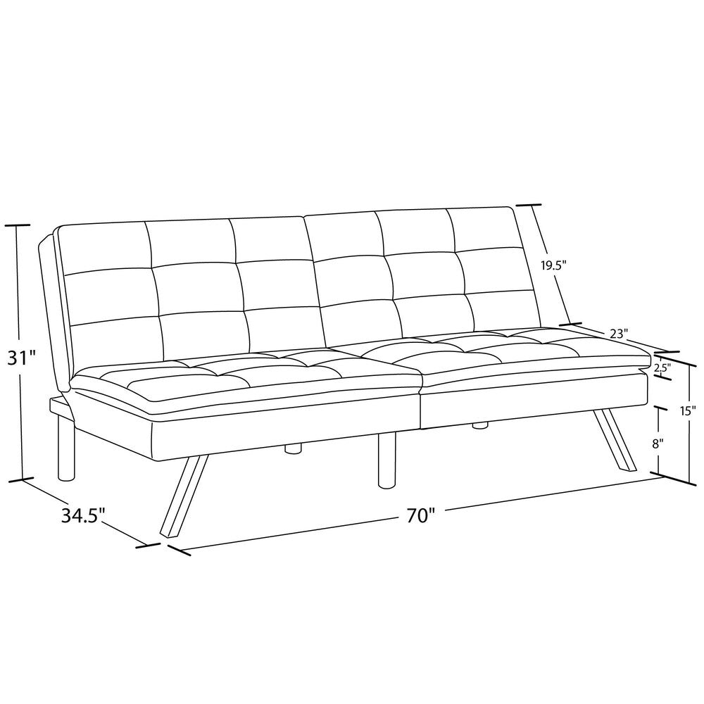 DHP Chelsea Black Sectional Futon with Ottoman