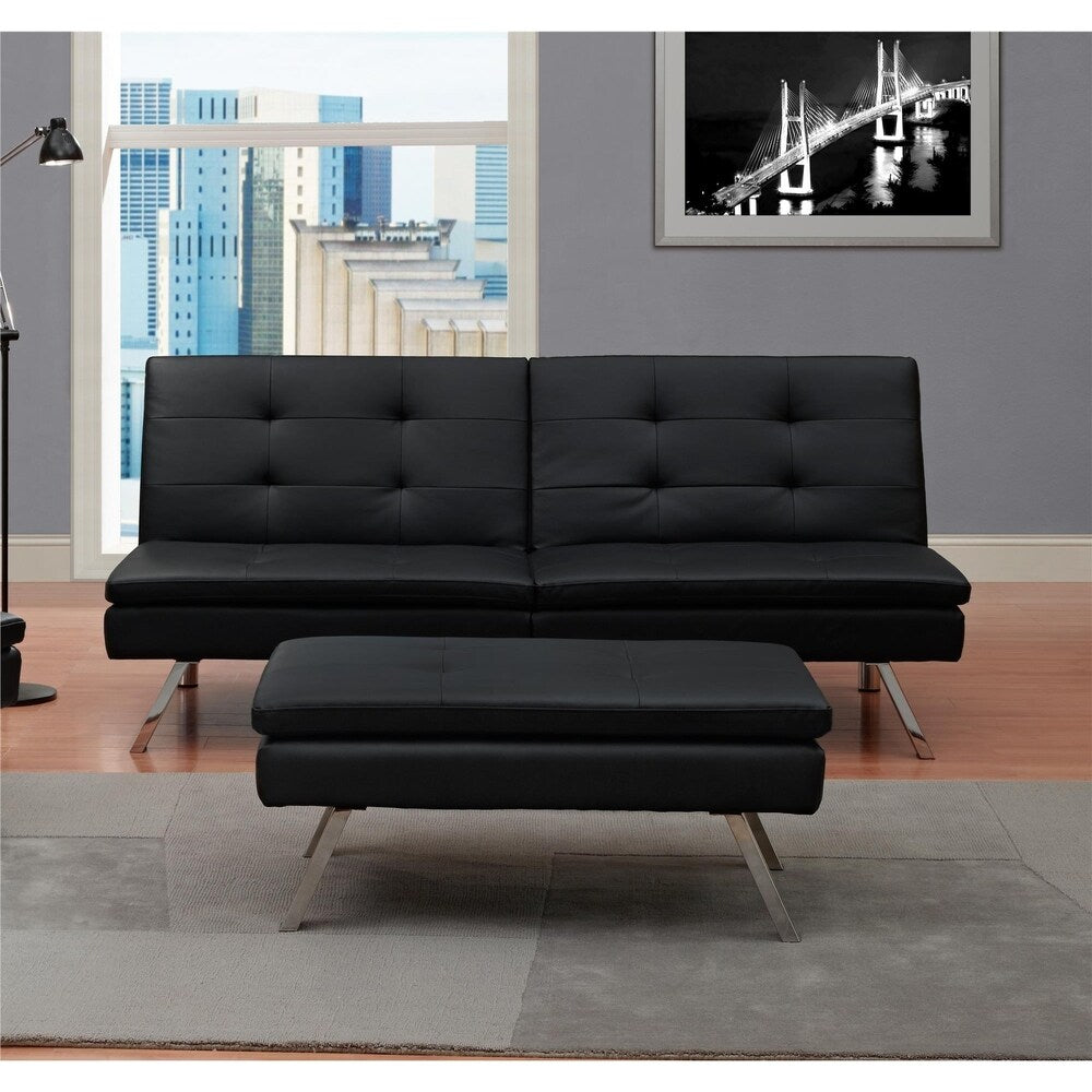 DHP Chelsea Black Sectional Futon with Ottoman