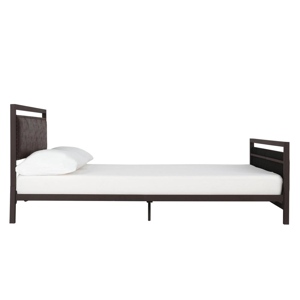 DHP Vintage Brown Metal and Upholstered Queen Bed