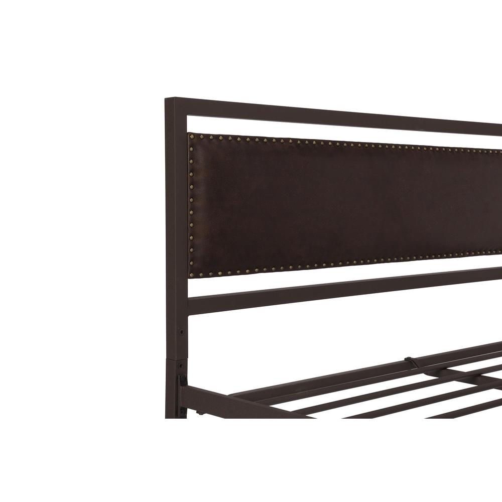 DHP Vintage Brown Metal and Upholstered Queen Bed