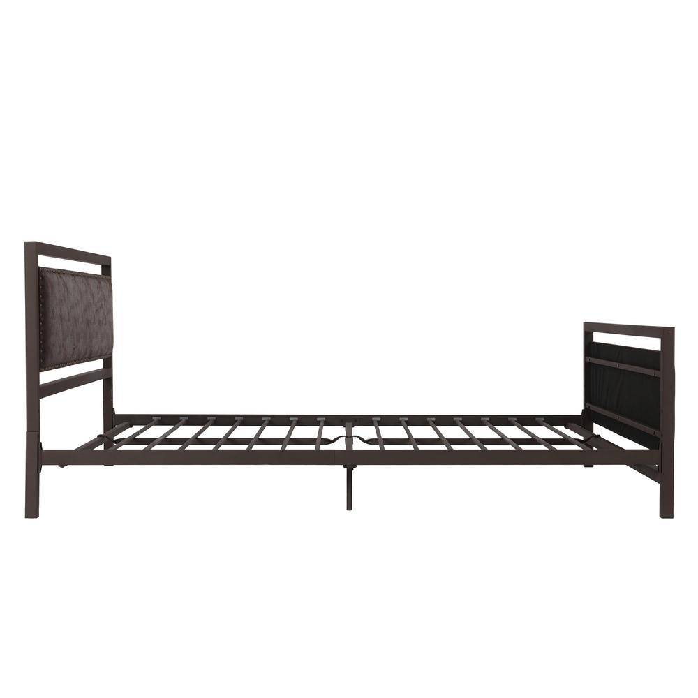 DHP Vintage Brown Metal and Upholstered Queen Bed