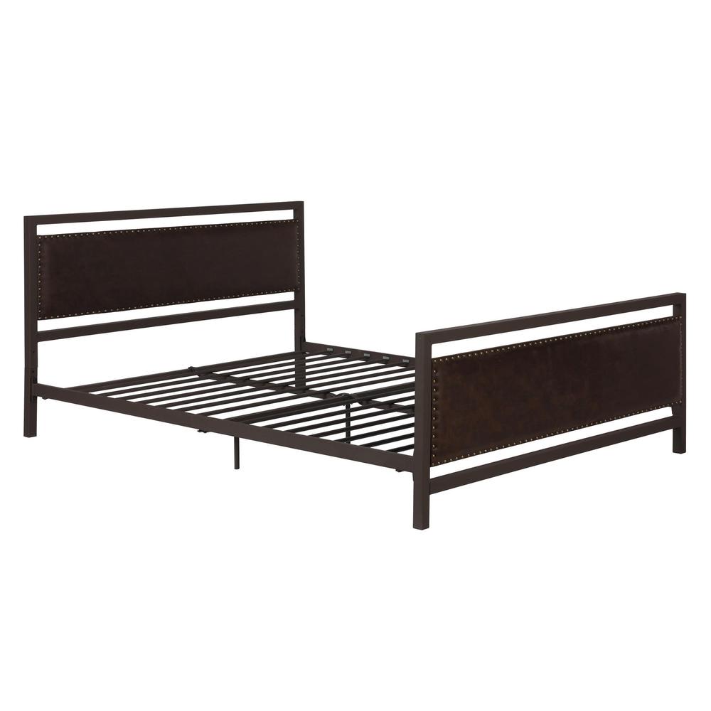DHP Vintage Brown Metal and Upholstered Queen Bed