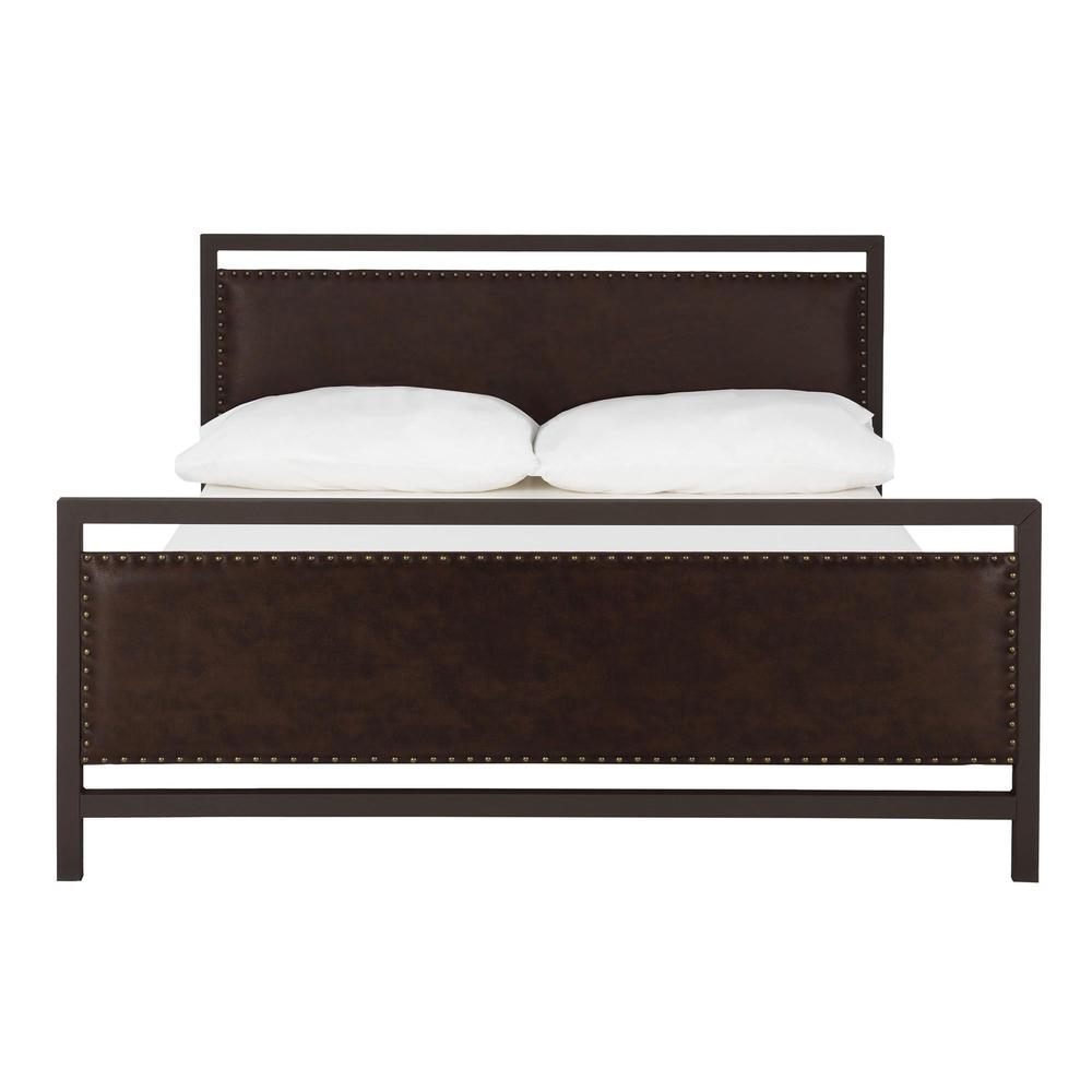 DHP Vintage Brown Metal and Upholstered Queen Bed