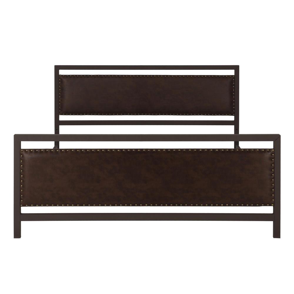 DHP Vintage Brown Metal and Upholstered Queen Bed