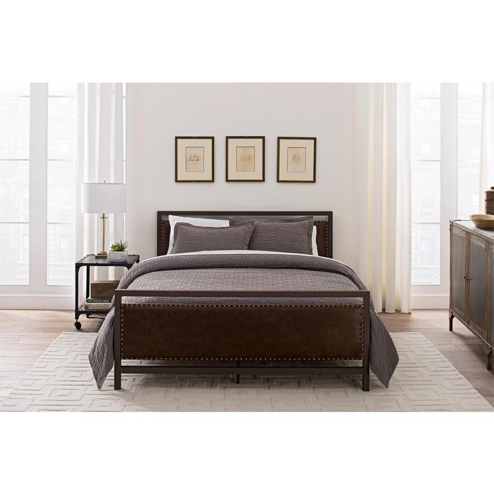 DHP Vintage Brown Metal and Upholstered Queen Bed