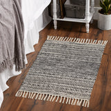 DII Black Ticking Stripe Hand-Loomed Rug 2x3 Ft - 24.0 In. L X 36.0 In. W X 0.2 In. H