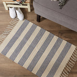 DII Black Ticking Stripe Hand-Loomed Rug 2x3 Ft - 24.0 In. L X 36.0 In. W X 0.2 In. H
