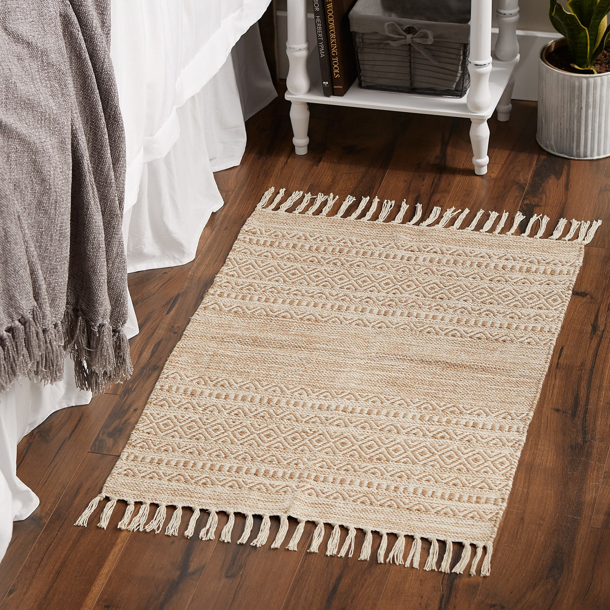 DII Black Ticking Stripe Hand-Loomed Rug 2x3 Ft - 24.0 In. L X 36.0 In. W X 0.2 In. H