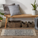 DII Black Ticking Stripe Hand-Loomed Rug 2x3 Ft - 24.0 In. L X 36.0 In. W X 0.2 In. H