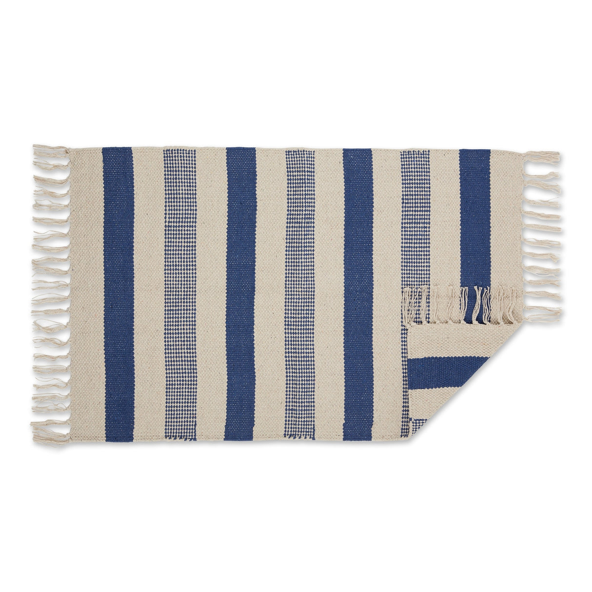 DII Black Ticking Stripe Hand-Loomed Rug 2x3 Ft - 24.0 In. L X 36.0 In. W X 0.2 In. H
