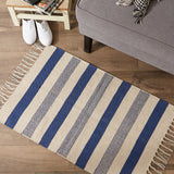 DII Black Ticking Stripe Hand-Loomed Rug 2x3 Ft - 24.0 In. L X 36.0 In. W X 0.2 In. H