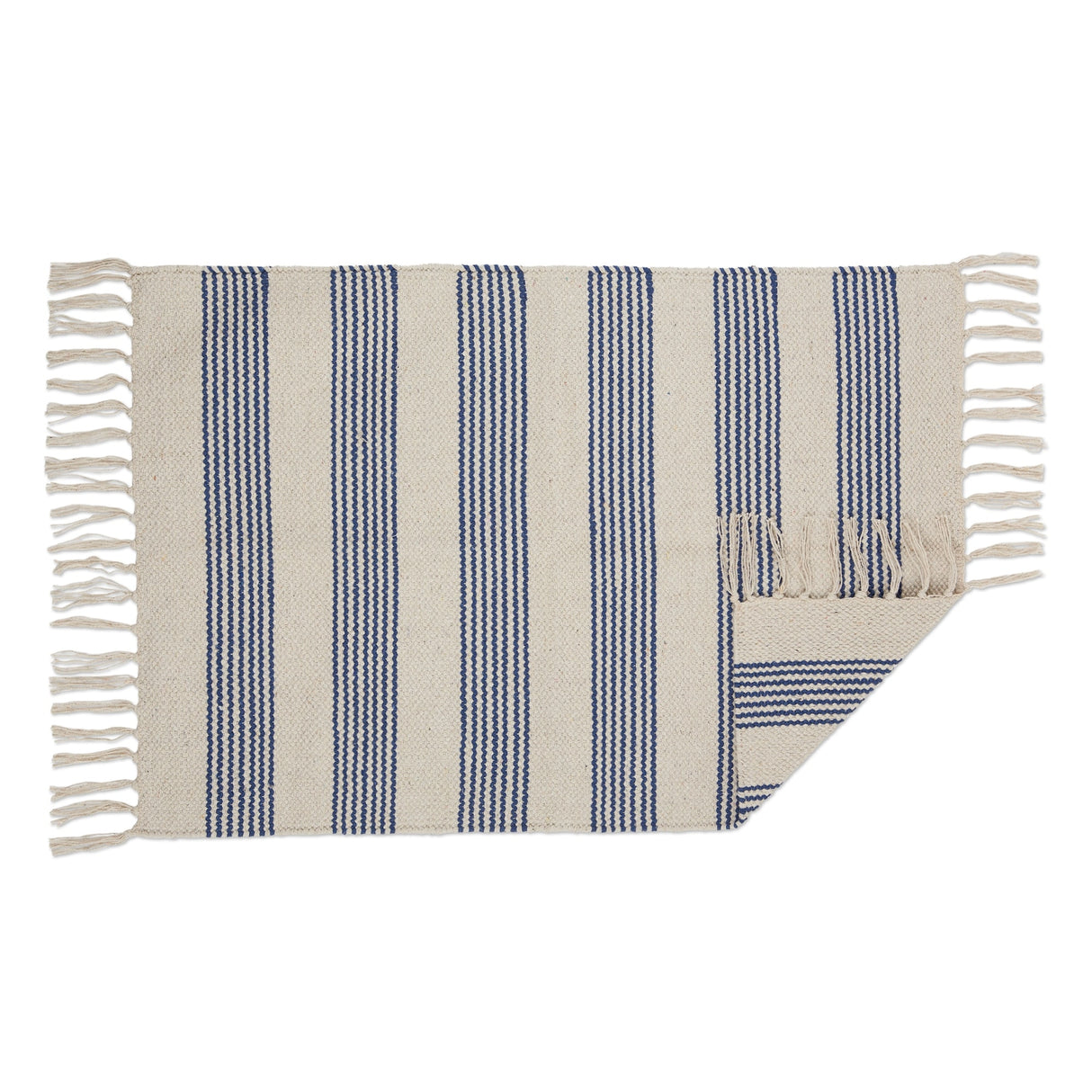 DII Black Ticking Stripe Hand-Loomed Rug 2x3 Ft - 24.0 In. L X 36.0 In. W X 0.2 In. H