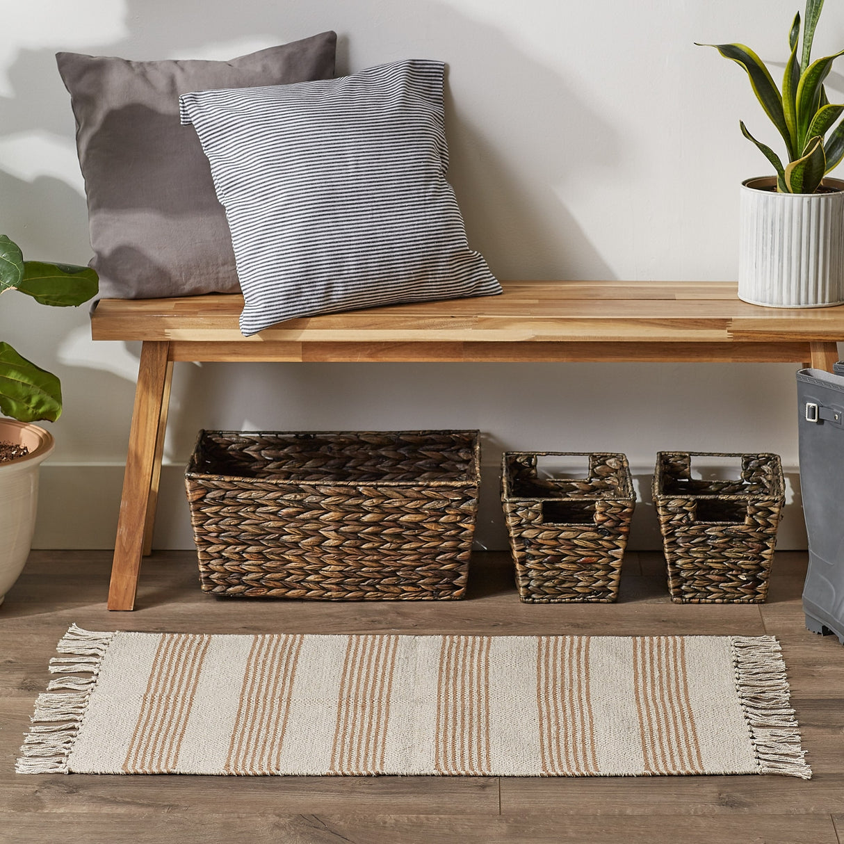 DII Black Ticking Stripe Hand-Loomed Rug 2x3 Ft - 24.0 In. L X 36.0 In. W X 0.2 In. H