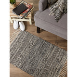 DII Black Ticking Stripe Hand-Loomed Rug 2x3 Ft - 24.0 In. L X 36.0 In. W X 0.2 In. H