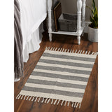 DII Black Ticking Stripe Hand-Loomed Rug 2x3 Ft - 24.0 In. L X 36.0 In. W X 0.2 In. H