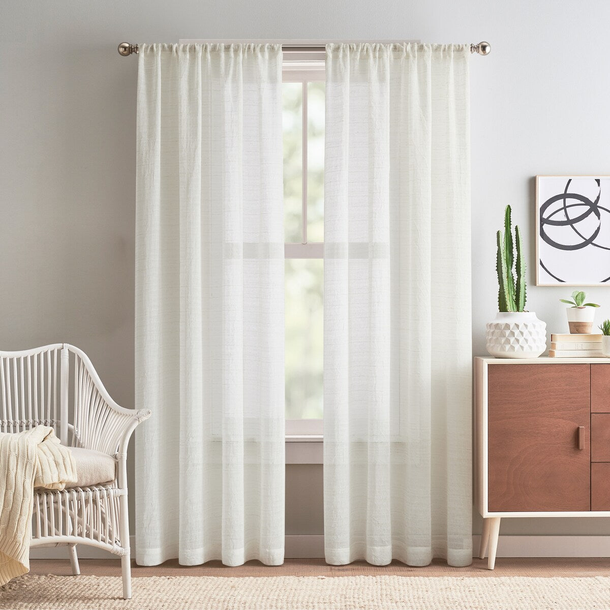 DKNY Antigua Linen Window Curtain Panel Pair
