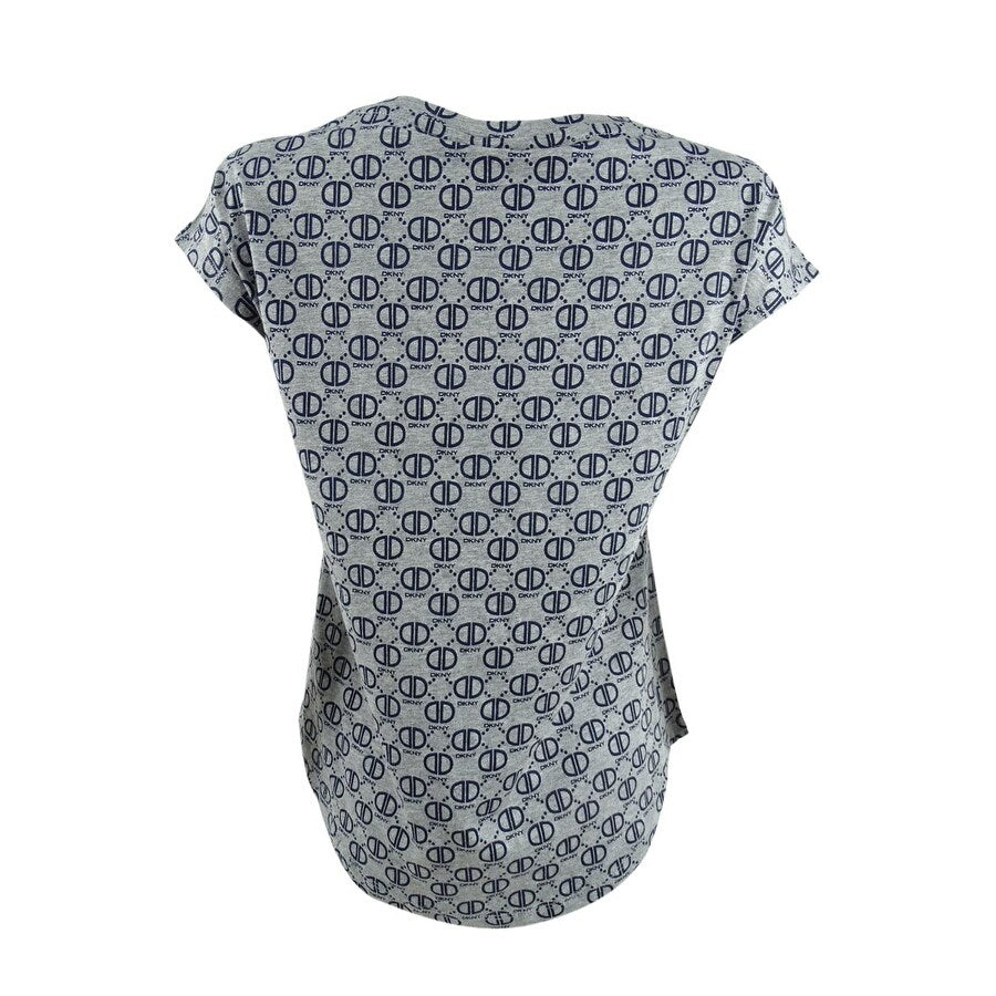 DKNY Women's Logo-Print Shell Top (XS, Grey Multi)