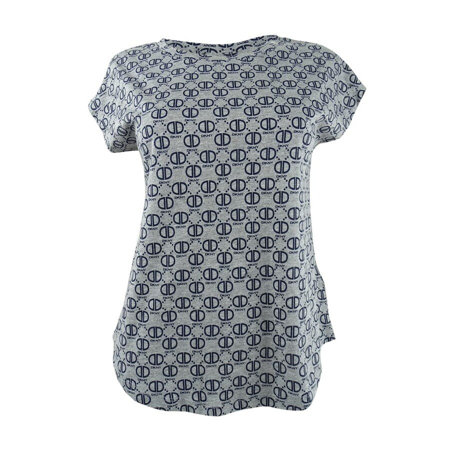 DKNY Women's Logo-Print Shell Top (XS, Grey Multi)