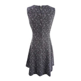 DKNY Women's Tweed Fit & Flare Dress (2, Black/Cloud)