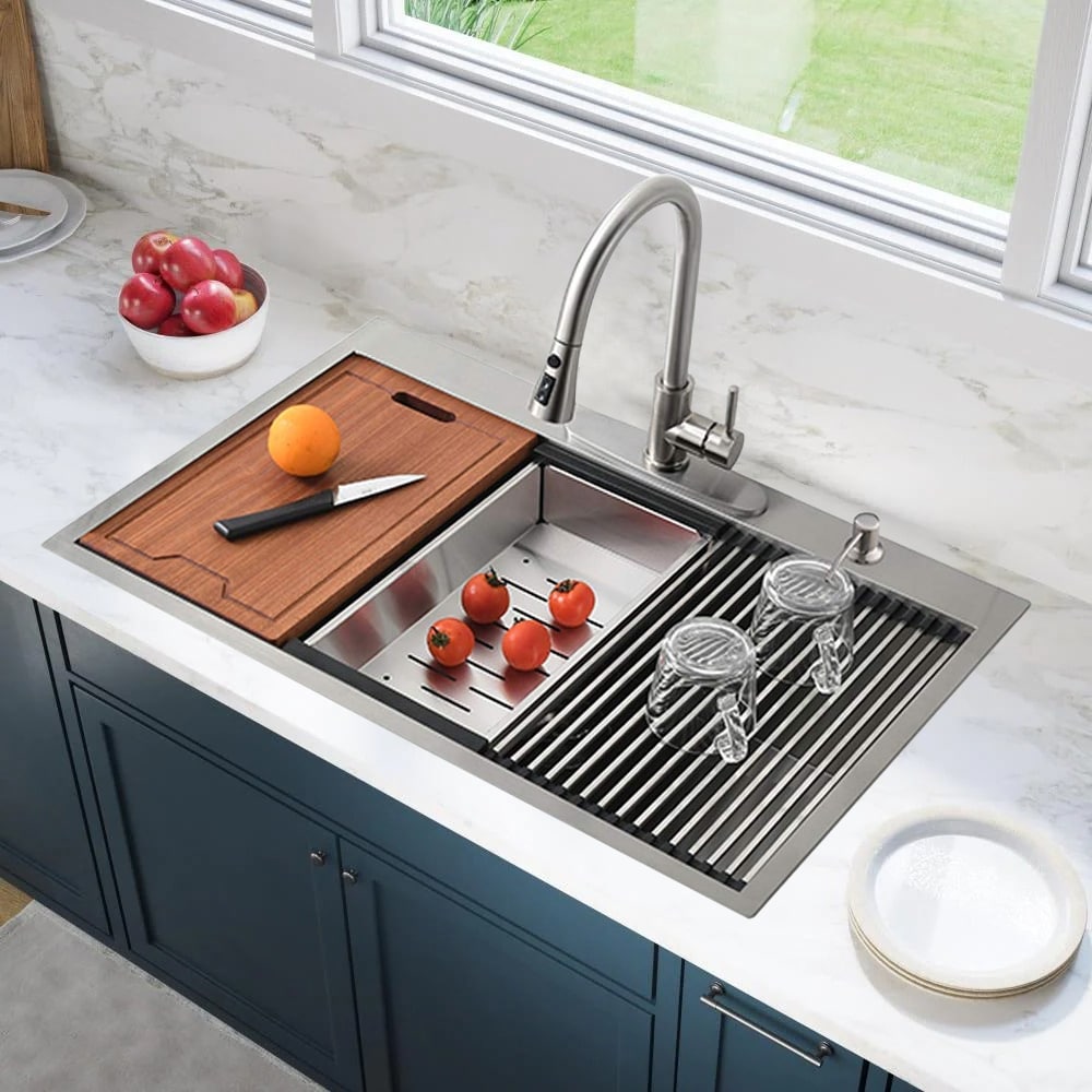 DORNBERG 33 Inch Kitchen Sink Single Bowl Sink in Stainless Steel