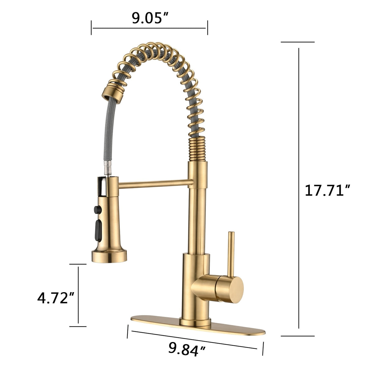 DORNBERG Gold Pull Down Sprayer Spring Kitchen Sink Faucet