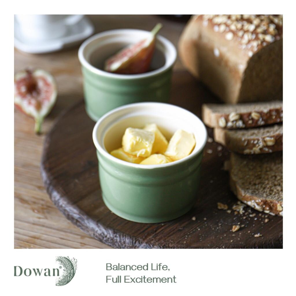 DOWAN Ramekins, Porcelain Ramekins 8 oz Oven Safe, Green