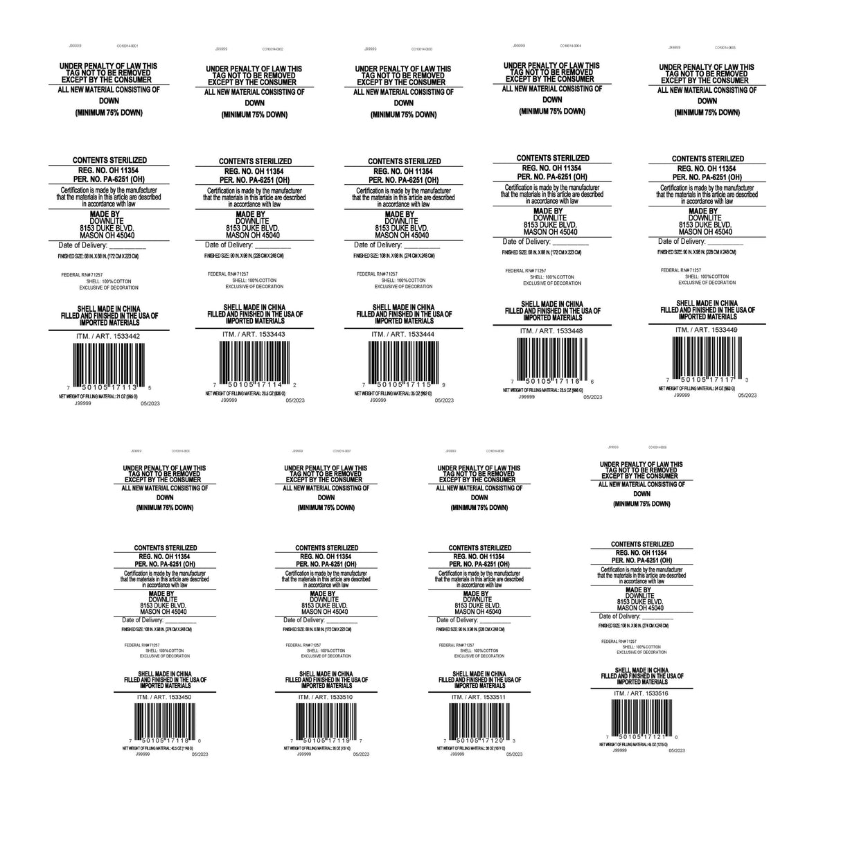 DOWNLITE Luxury 375 TC European Down All Season Comforter