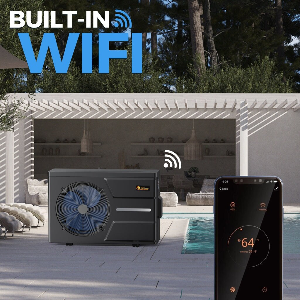 Dr. Infrared Heater Full DC Inverter Pool Heat Pump for Swimming Pools, WiFi Smart Control via APP, 65K / 90K / 110K / 140K BTU