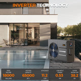 Dr. Infrared Heater Full DC Inverter Pool Heat Pump for Swimming Pools, WiFi Smart Control via APP, 65K / 90K / 110K / 140K BTU
