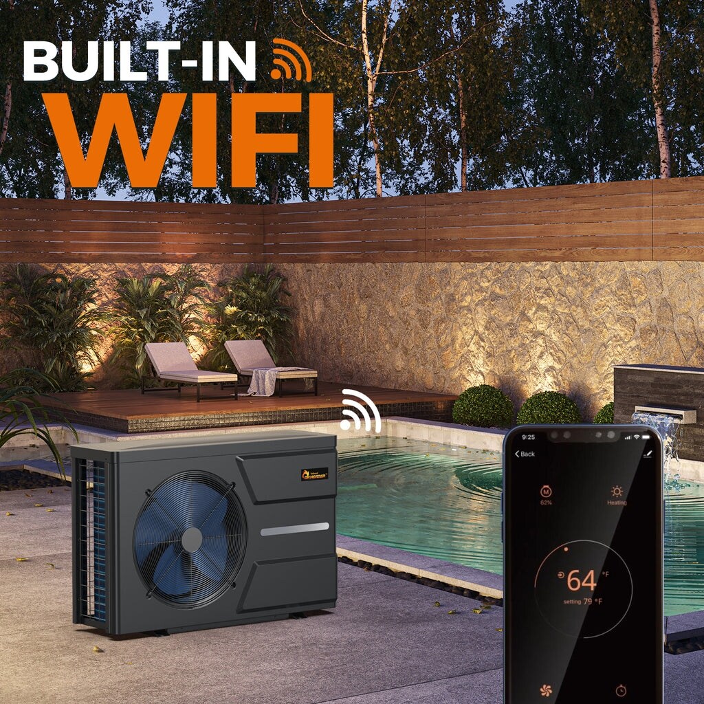 Dr. Infrared Heater Full DC Inverter Pool Heat Pump for Swimming Pools, WiFi Smart Control via APP, 65K / 90K / 110K / 140K BTU
