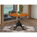East West Furniture Dublin Dining Room Table - a Round Solid Wood Table Top with Dropleaf & Pedestal Base, Black & Cherry