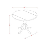 East West Furniture Dublin Kitchen Table - a Round Dining Table Top with Dropleaf & Pedestal Base, Oak & Linen White