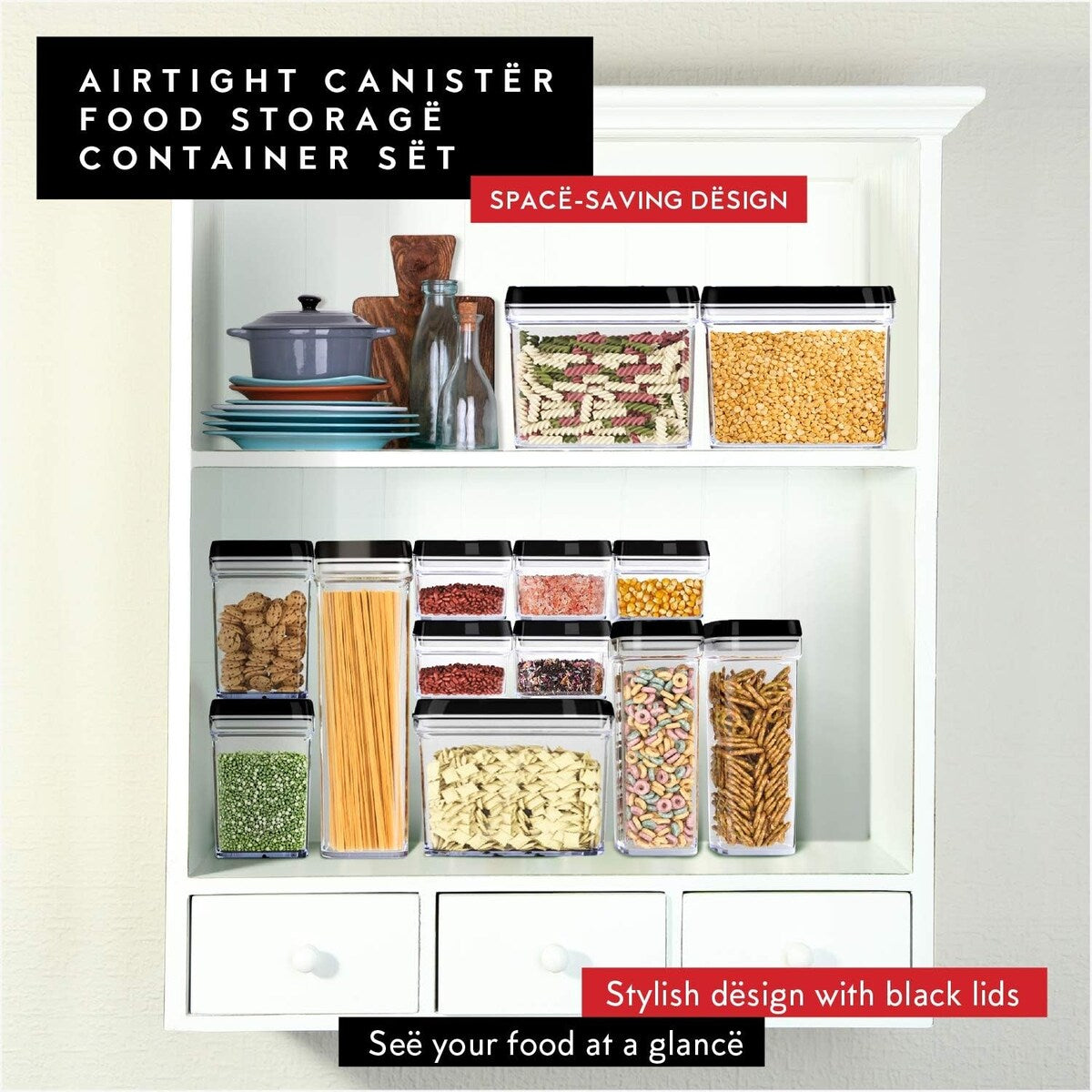 DWËLLZA KITCHEN Pasta Storage Containers for Pantry Airtight