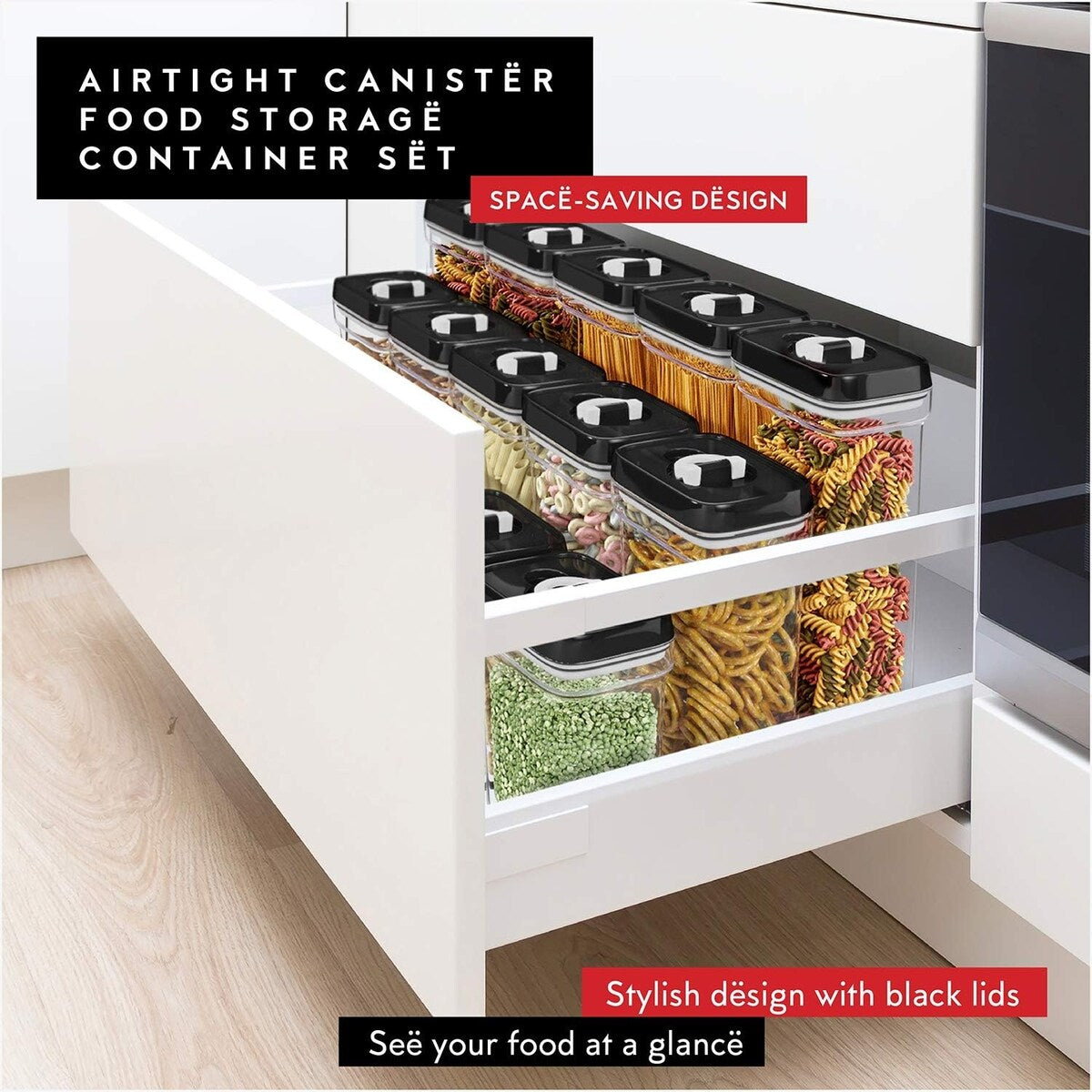 DWËLLZA KITCHEN Pasta Storage Containers for Pantry Airtight