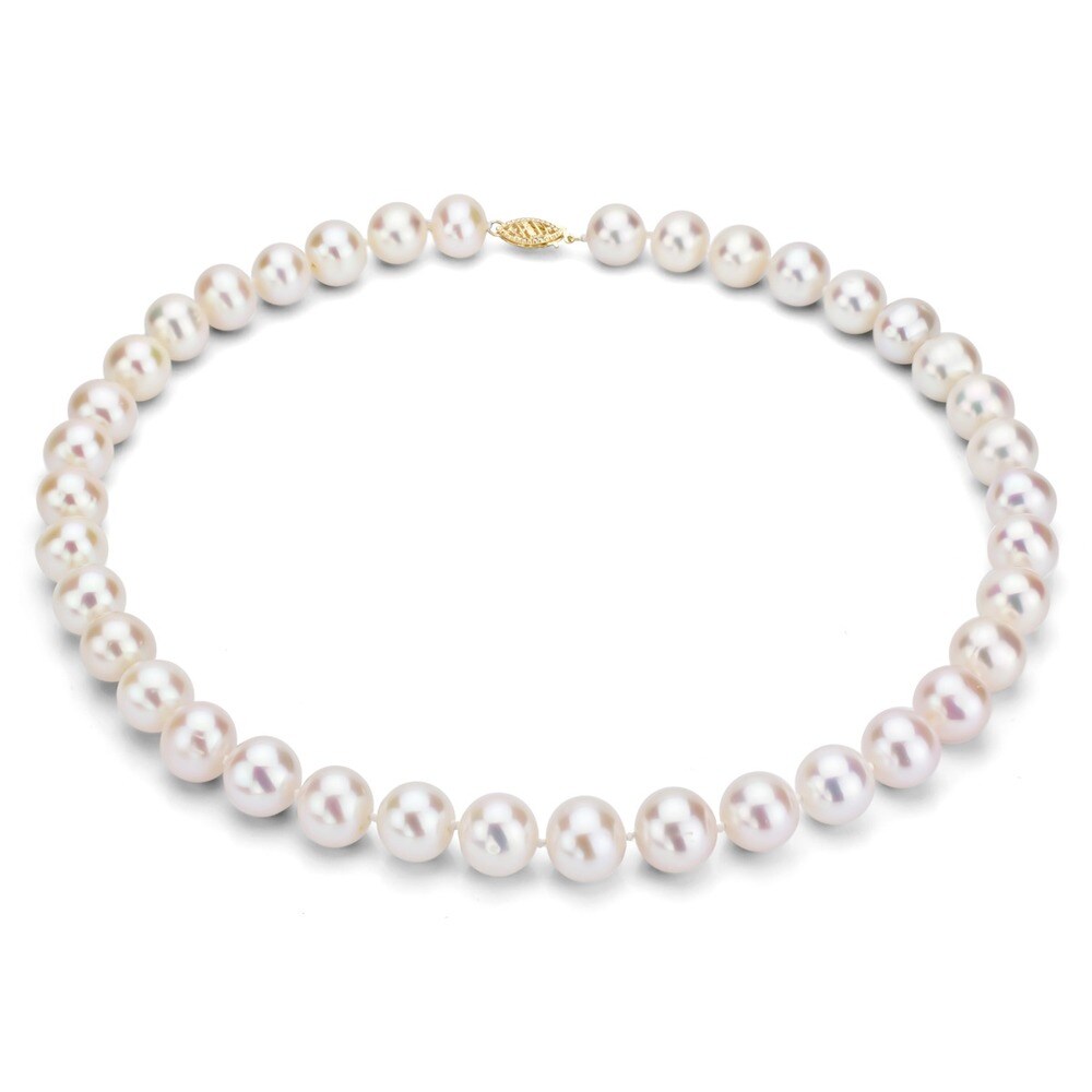 DaVonna 14k Yellow Gold 7-7.5mm White Freshwater Pearl Necklace, 16"