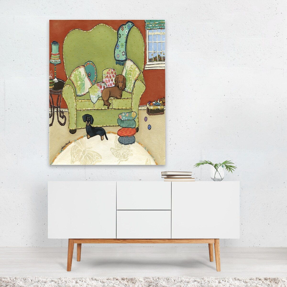 Dachshund Love Painting Dog Rustic Art Print/Poster